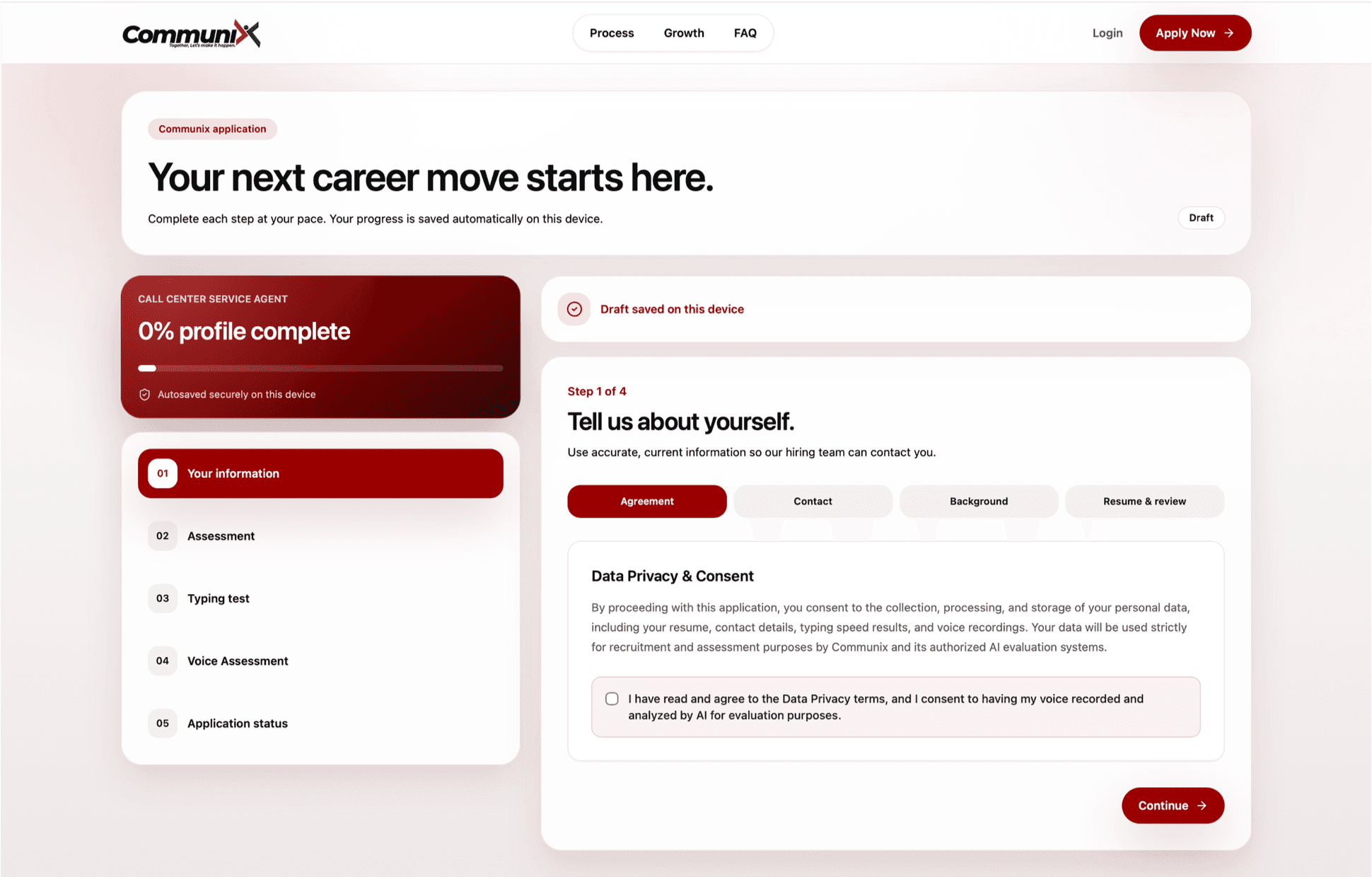 Communix Applicant Portal